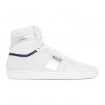Saint Laurent White and Silver Court Classic SL/10H Sneakers (418026 04G80)