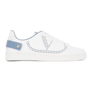 Valentino White and Blue Valentino Garavani VLogo Backnet Sneakers (VW2S0M20DYH)