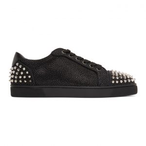 Christian Louboutin Black and Silver Suede Seavaste 2 Sneakers (1210288)