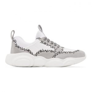 Moschino White Patchwork Teddy Sneakers (MB15263G0A GA7)
