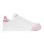 Dolce and Gabbana White and Pink Portofino Sneakers (CK1802 AW113)