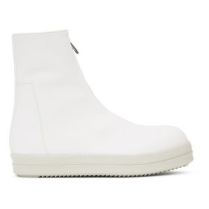 Rick Owens Drkshdw White Zipfront High-Top Sneakers (DU20F1807 RUH)