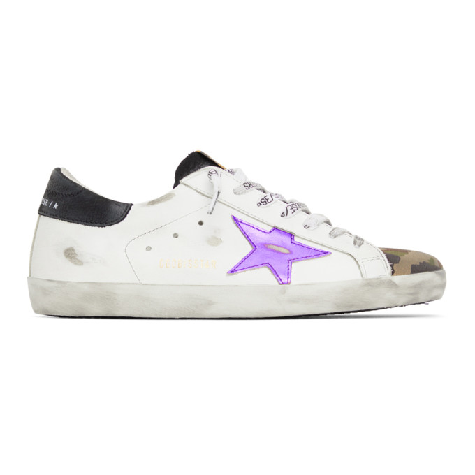 Golden Goose White and Camo Superstar Sneakers (GMF00101.F000354.8032)