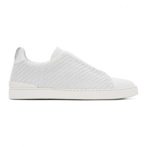 Ermenegildo Zegna White Pelletessuta Triple Stitch Sneakers (LHSPT A4665X)