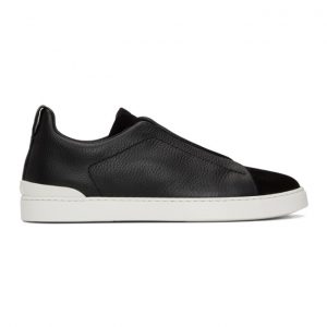 Ermenegildo Zegna Black Triple Stitch Sneakers (LHRHS A4667X)