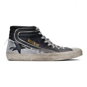Golden Goose Black and Grey Slide High-Top Sneakers (GMF00115.F000794.901)