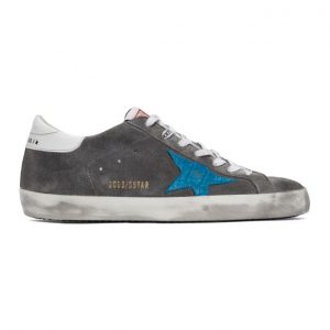 Golden Goose Grey and Blue Suede Superstar Sneakers (GMF00101.F000339.602)