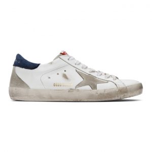 Golden Goose White and Blue Superstar Sneakers (GMF00102.F000340.102)