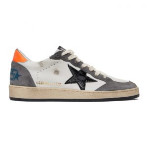 Golden Goose White and Grey Ball Star Sneakers (GMF00117.F000386.803)