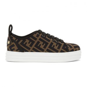 Fendi Brown and Black Forever Fendi Flatform Sneakers (8E8017 AD8D)
