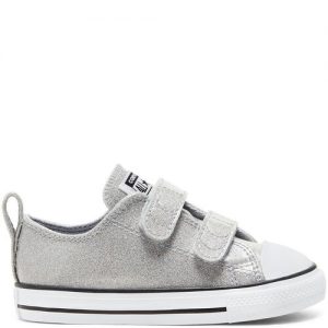 Converse Coated Glitter Easy-On Chuck Taylor All Star Low Top für Kleinkinder Grey, Black Grey/ Black (767184C)