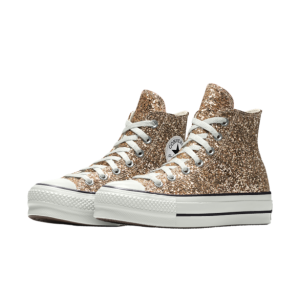 Converse Custom Glitter Platform Chuck Taylor All Star High Top Black Black ((570626C))