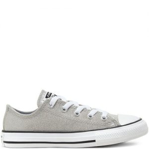 Converse Coated Glitter Chuck Taylor All Star Low Top für ältere Kinder Grey, Black Grey/ Black (666896C)