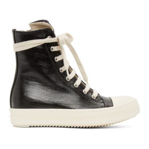 Rick Owens Drkshdw Black Lacquered High Sneakers (DU21S2800 HDLQP)