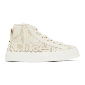 Chloe Off-White Lace Lauren High-Top Sneakers (CHC21S413D2)
