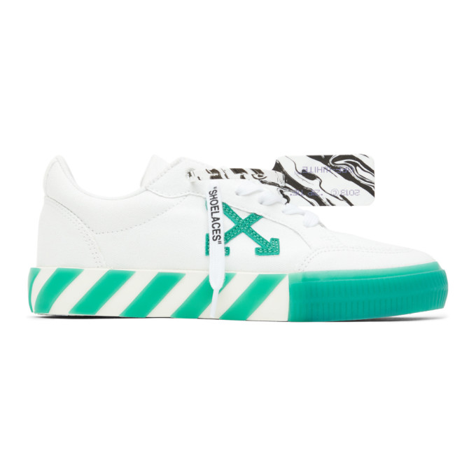 Off-White White and Green Vulcanized Low Sneakers (OMIA085R21FAB0010155)