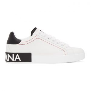 Dolce and Gabbana White and Black Portofino Sneakers (CS1760AH52689697)