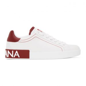 Dolce and Gabbana White and Red Portofino Sneakers (CS1760AH52689926)