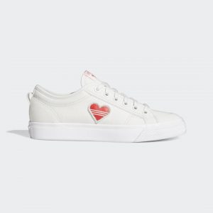 adidas Nizza Trefoil Schuh Crystal White / Red / Cloud White (H02542)