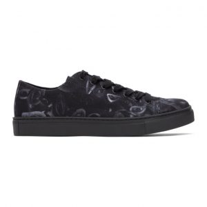 Yohji Yamamoto Black Canvas Eye Print Low-Top Sneakers (HD-E04-063)