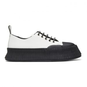 Jil Sander White and Black Antick Platform Sneakers (JI31522A_13162)