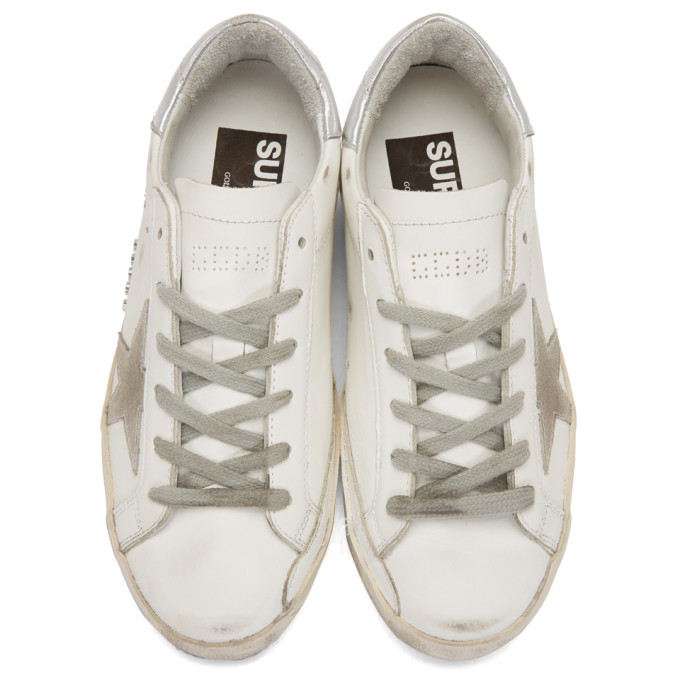 Golden Goose White and Silver Superstar Sneakers (GCOWS590.W77) (4)