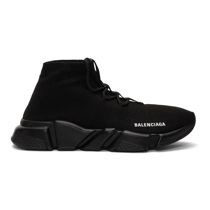 Balenciaga Black Lace-Up Speed Sneakers (559353-W1HP0)