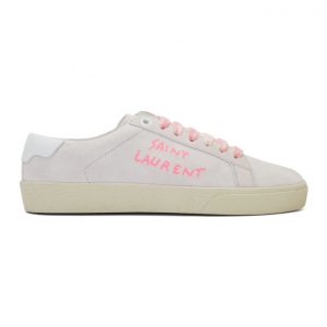 Saint Laurent Off-White and Pink Court Classic Sneakers (579988 0S020)