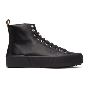 Jil Sander Black Leather High-Top Sneakers (JI35546C-12311)