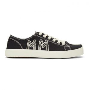 Maison Margiela Black Canvas Embroidery Tabi Sneakers (S57WS0400 P4080)