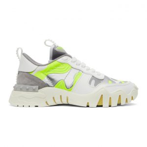 Valentino White and Green Valentino Garavani Camo Rockrunner Sneakers (VY2S0C88MHB)