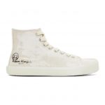 Maison Margiela Off-White Linen Painted Tabi High-Top Sneakers (S58WS0111 P4040)