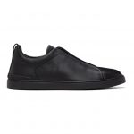 Ermenegildo Zegna Black Deerskin Triple Stitch Sneakers (LHCVO-A4667X)