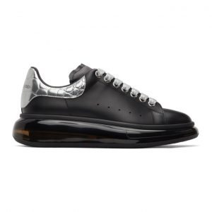 Alexander McQueen SSENSE Exclusive Black and Silver Croc Clear Sole Oversized Sneakers (653261WIA42)