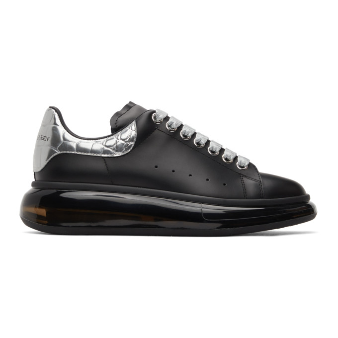Alexander McQueen SSENSE Exclusive Black and Silver Croc Clear Sole Oversized Sneakers (653261WIA42)