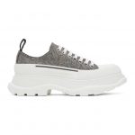 Alexander McQueen Black and White Wool Tread Slick Low Sneakers (650809 W4PE1)