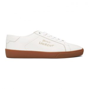 Saint Laurent White and Brown Court Classic SL/06 Sneakers (610685 00N00)