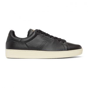 Tom Ford Black Grained Leather Warwick Sneakers (*J1045T-DAP)