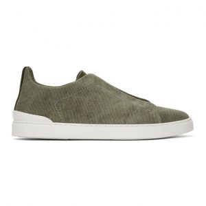 Ermenegildo Zegna Green Canvas Triple Stitch Sneakers (LHTYE-A4841X)
