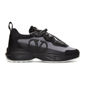Valentino Black and Grey Valentino Garavani VLogo Sneakers (VW2S0AB1MUC)