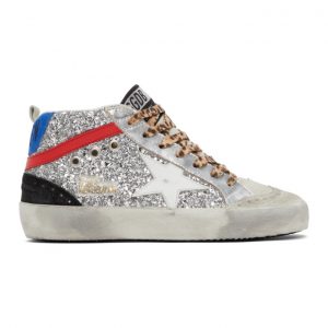 Golden Goose Silver Glitter Mid Star Sneakers (F00122.F000270.80272)