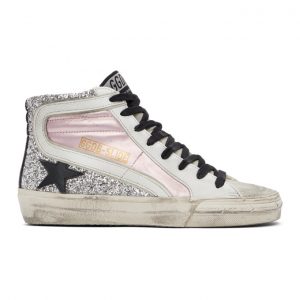 Golden Goose Pink and Silver Slide Sneakers (F00116.F000220.80241)