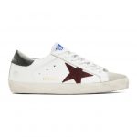 Golden Goose White and Burgundy Super-Star Sneakers (GMF00101.F000338.803)