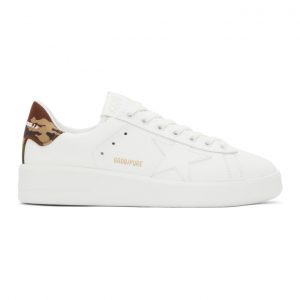 Golden Goose White and Camo Purestar Sneakers (GMF00197.F001172.102)