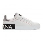Dolce and Gabbana White and Silver Portofino Sneakers (CK1587 AH527)