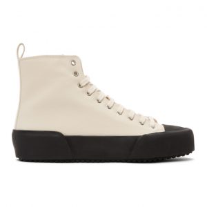 Jil Sander Off-White and Black Canvas High-Top Sneakers (JI35546B_13170)