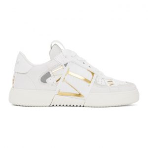 Valentino White and Gold Valentino Garavani VL7N Sneakers (VW2S0V66KIG)