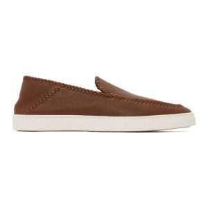 Giorgio Armani Brown Leather Washed Sneakers (X2X141 XF444)