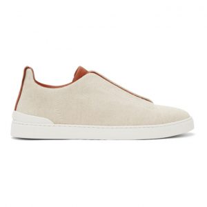 Ermenegildo Zegna Beige Canvas Triple Stitch Sneakers (LHBAS-A4841X)