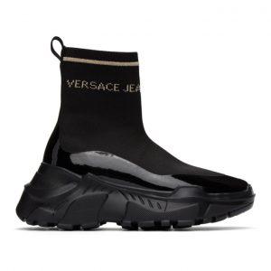 Versace Jeans Couture Black and Gold Logo Speedtrack Sneakers (EE0VWASC5E71932)